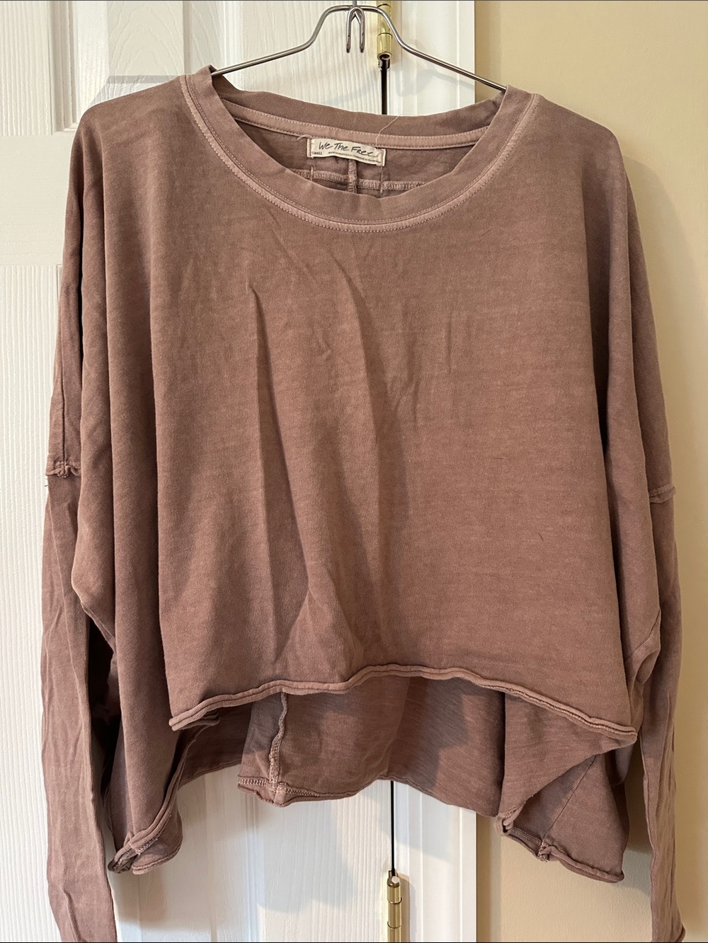 We The Free Dusty Mauve Cropped Long-Sleeve Sweatshirt